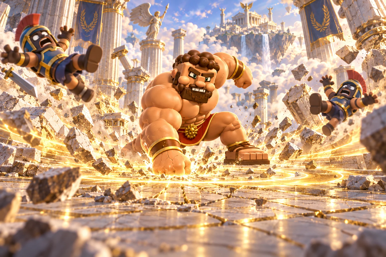HERCULES THE GREAT using the ‘Titan’s Crash’ ultimate in the arena.