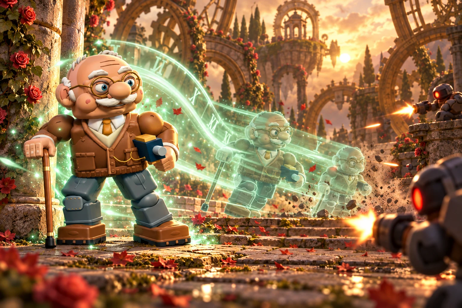 GRANDPA HORACE using the ‘The Good Old Days’ ultimate in the arena.
