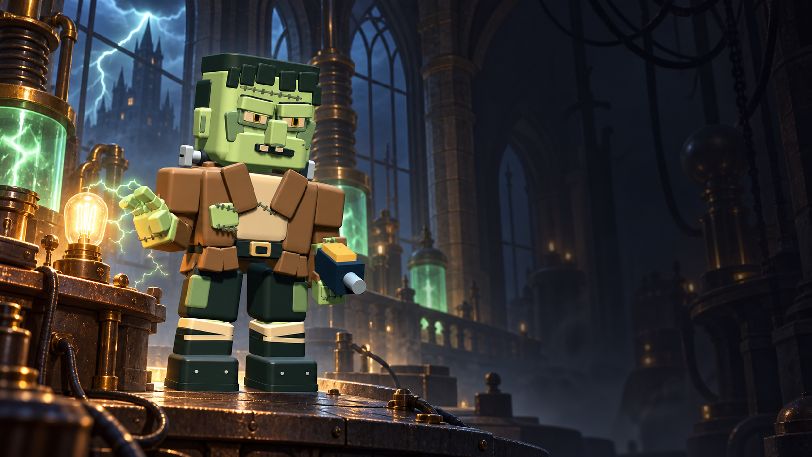FRANK BOLT in the arena. A few stitches, two bolts and a heart beating again. From laboratory creature to gentleman, this pocket-sized giant is hard to miss.