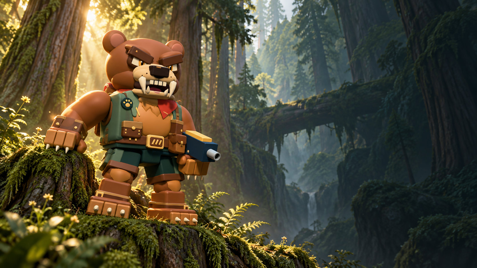 GRUMPY GUARD in the arena. A fierce stare, huge fangs and oversized paws. This woodland veteran guards his supplies as fiercely as his team.