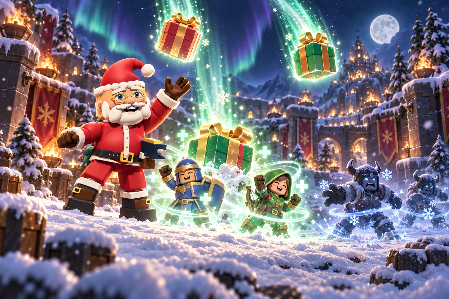 SANTA CLAUS using the ‘Gift Shower’ ultimate in the arena.